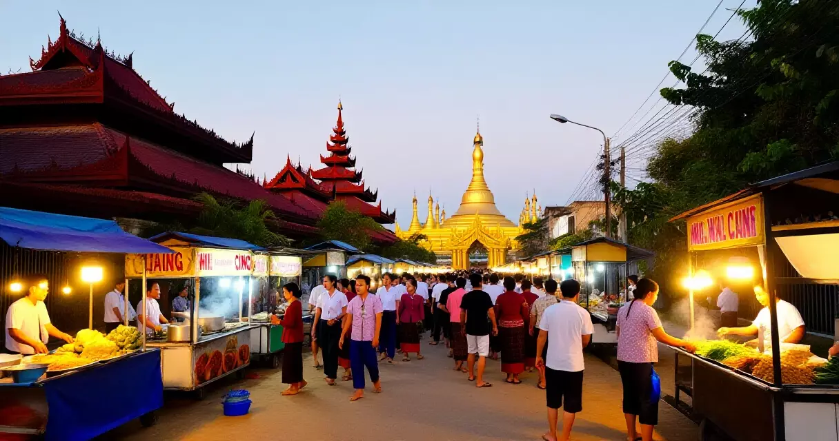မန္တလေး ပွဲတော် လမ်းမပေါ်တွင် လူစုလူဝေးနှင့် ဆိုင်တန်းများ