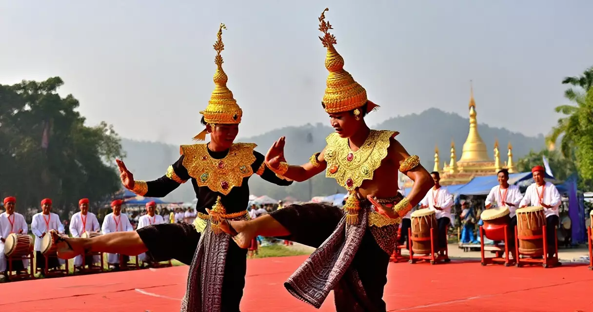 ကျောက်ဆည် ဆင်ပွဲတော်တွင် လူနှစ်ဦးပါ ဆင်ရုပ် ကခုန်နေပုံ