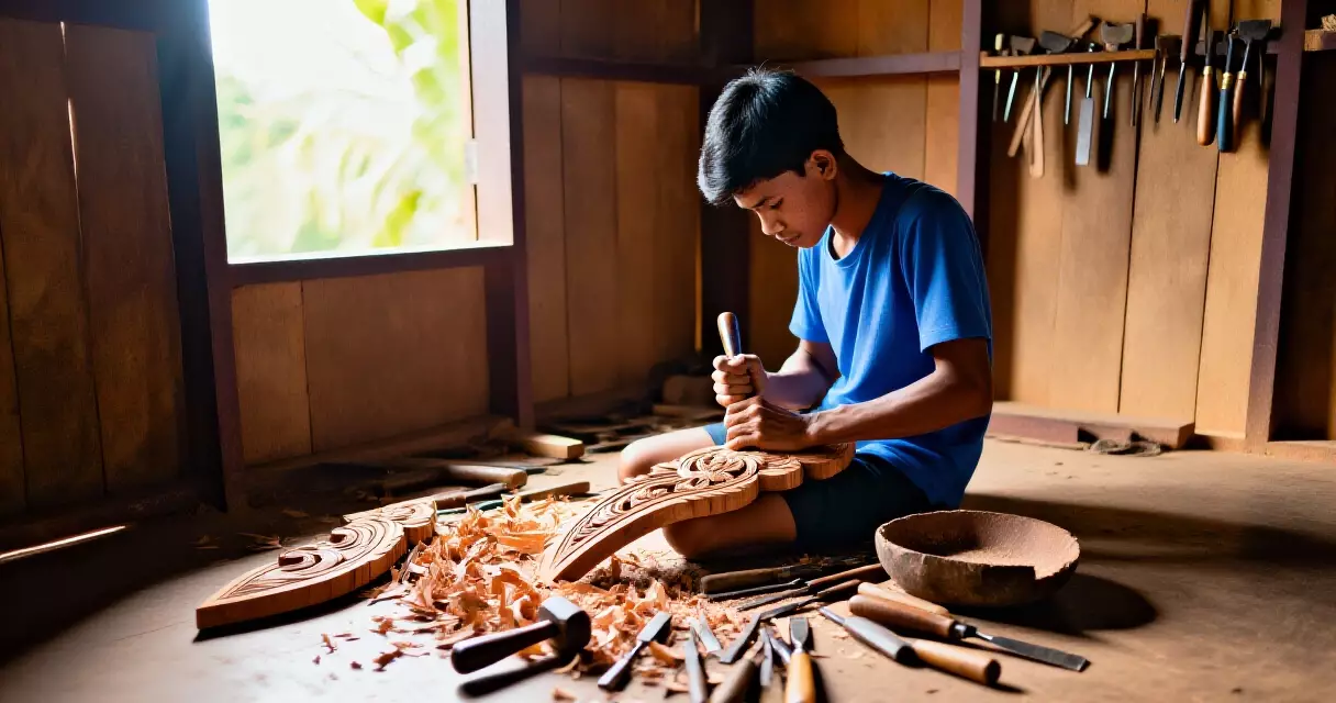 မန္တလေးပတ်ဝန်းကျင် ရွာ၌ ရိုးရာသစ်ထွင်းပညာ လေ့ကျင့်နေသော လူငယ်ဆရာ