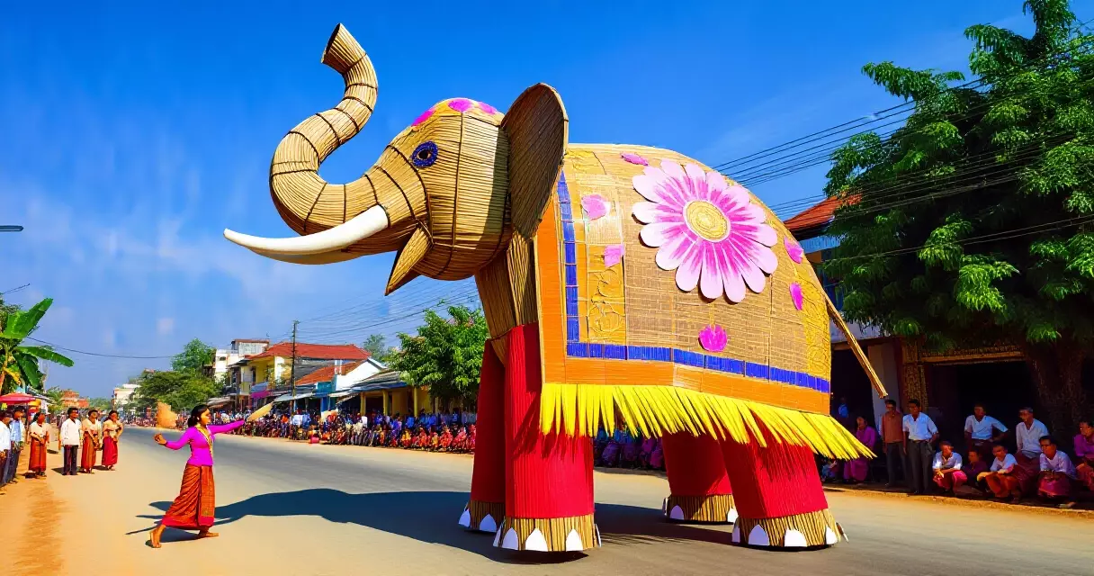 ကျောက်ဆည် ဆင်အကပွဲတော်တွင် ကခုန်နေသော ရိုးရာ ဆင်ရုပ်ကြီး
