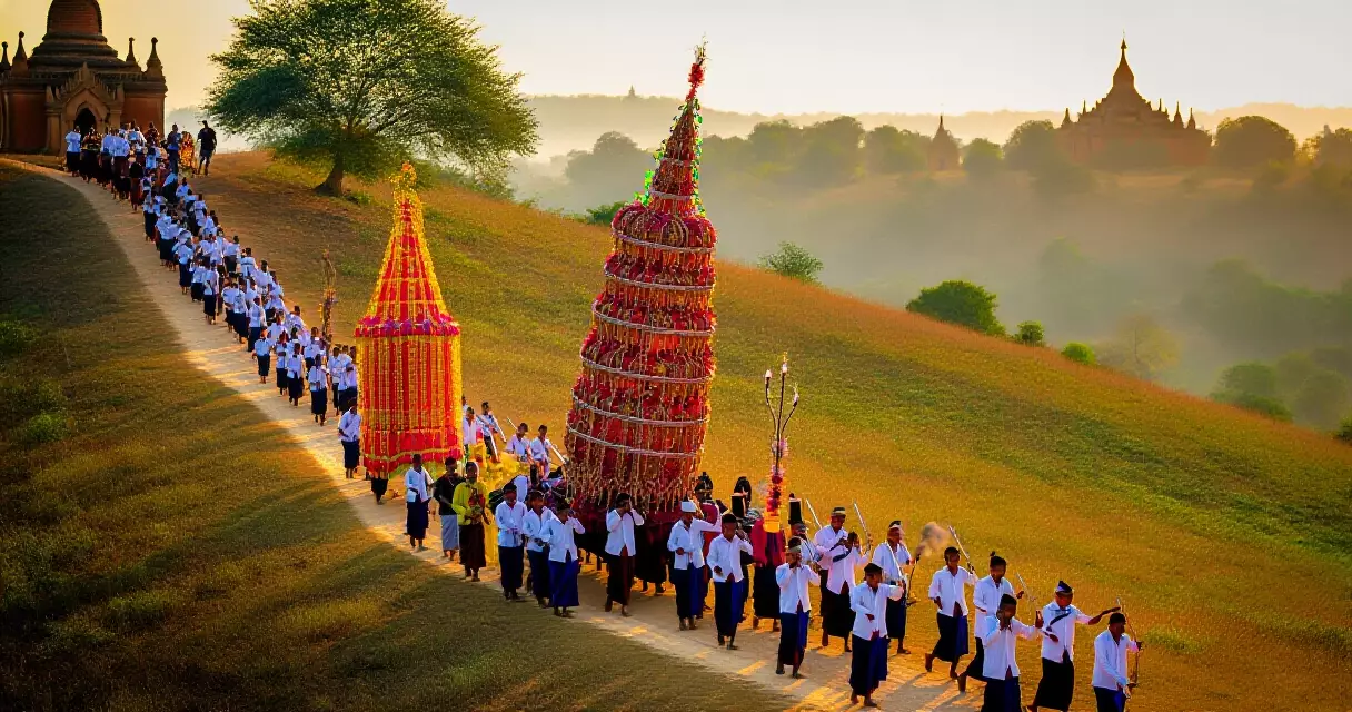 ရှေတ်သာလျောင်းတောင်ပေါ်သို့ တက်ရောက်နေသော ဆင်အကပွဲတော် လှည့်လည်ပွဲ