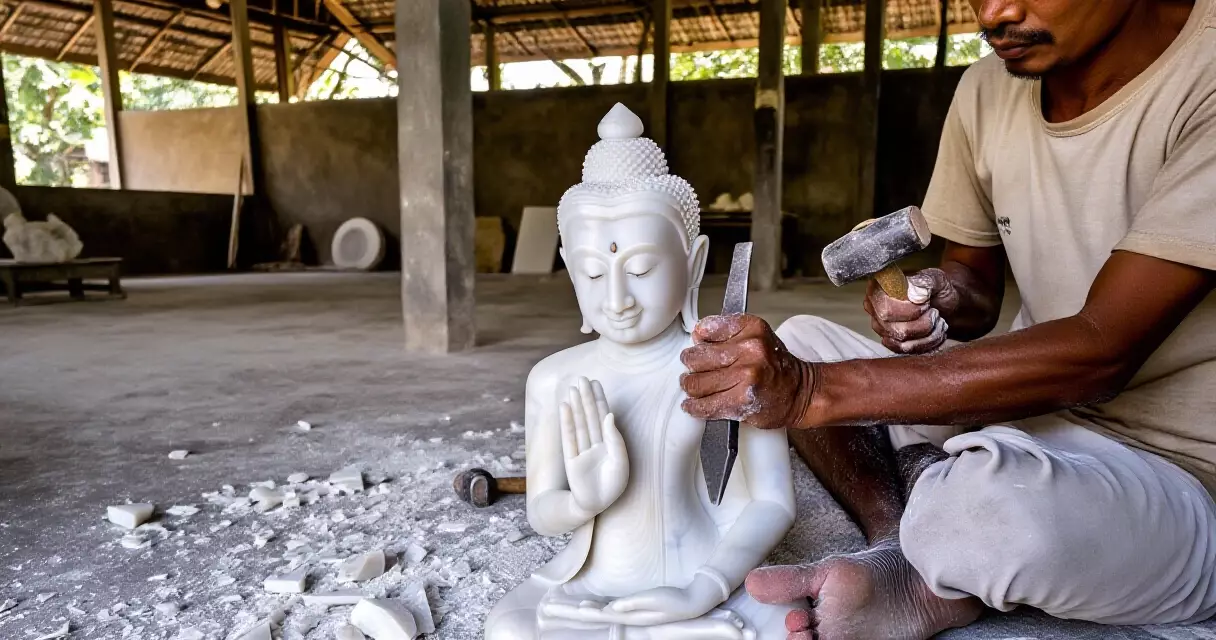 မန္တလေး ကျောက်ထုဆရာ စကျင်ကျောက်ထုနေသည်