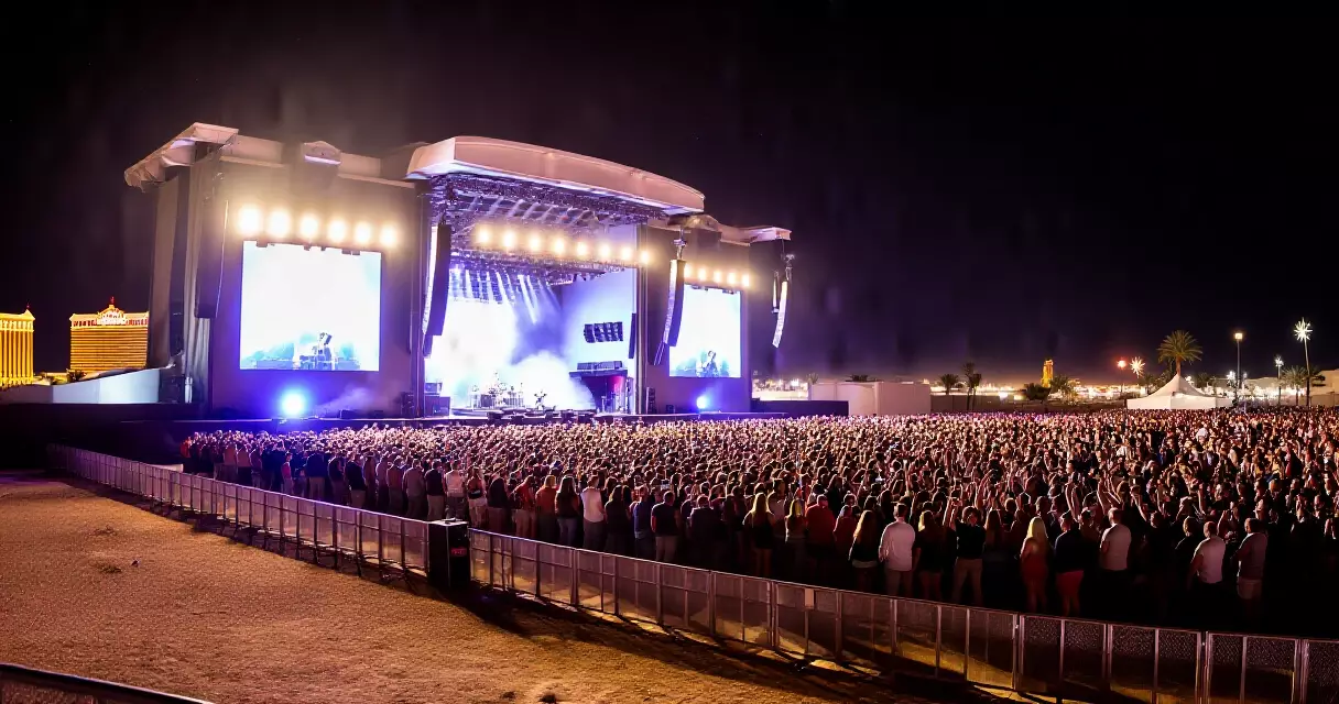 Route 91 Harvest ဂီတပွဲတော် ကွင်းပြင်ကို ပုံဖော်ထားသော ပုံ