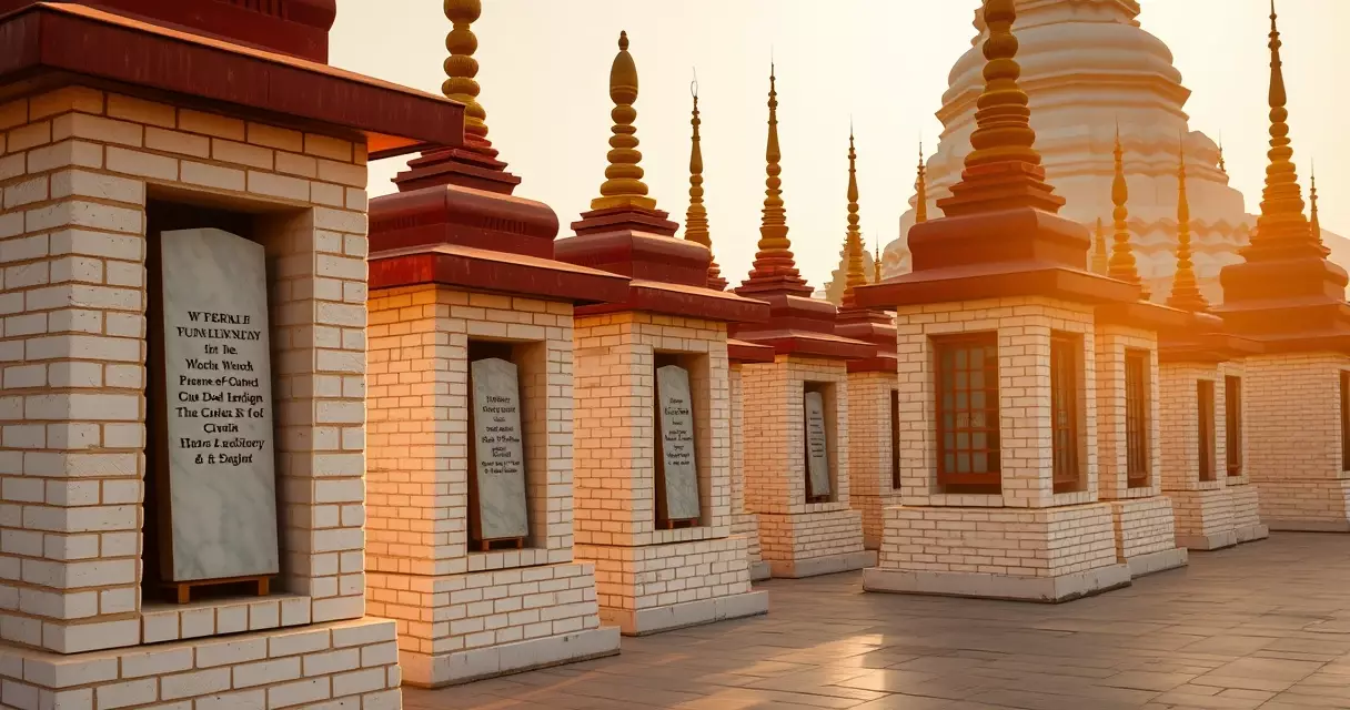 ကုသိုလ်တော်ဘုရားရှိ ကျောက်စာ ၇၂၉ ချပ် ထိန်းသိမ်းထားသော အဖြူရောင် ကျောက်ဂူ အတန်းများ