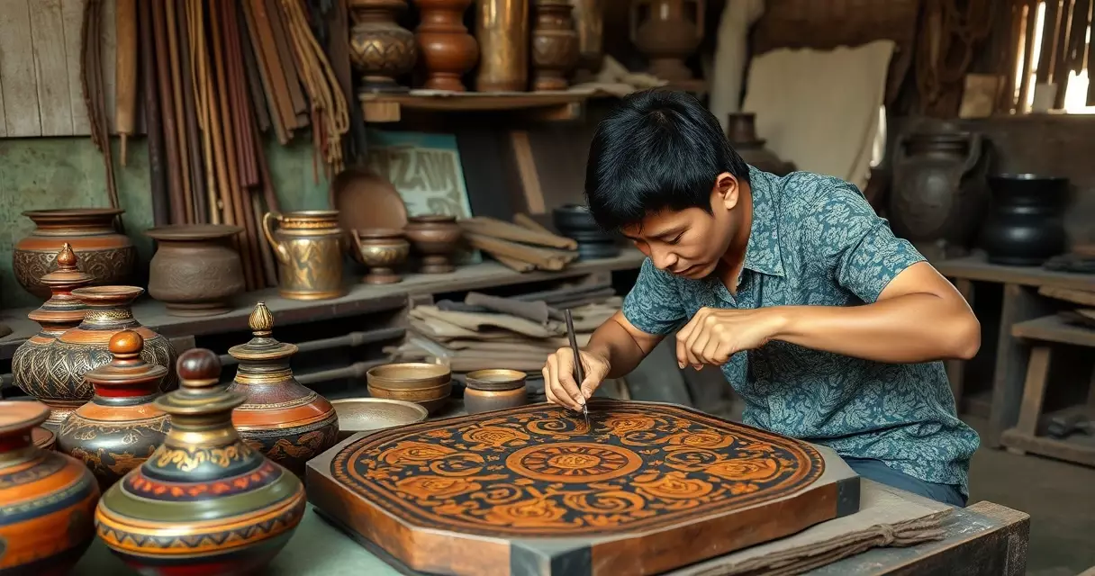 မန္တလေး ပန်းထိမ် ပုံစံ ထွင်းနေသော လက်မှုပညာရှင်