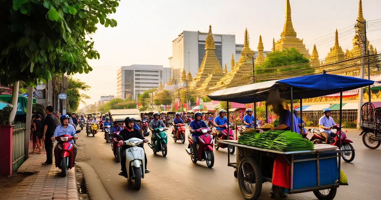 ပွဲတော်ရာသီ မန္တလေး လမ်းမပေါ်က ဆိုင်ကယ်တက္ကစီနှင့် ဈေးဆိုင်