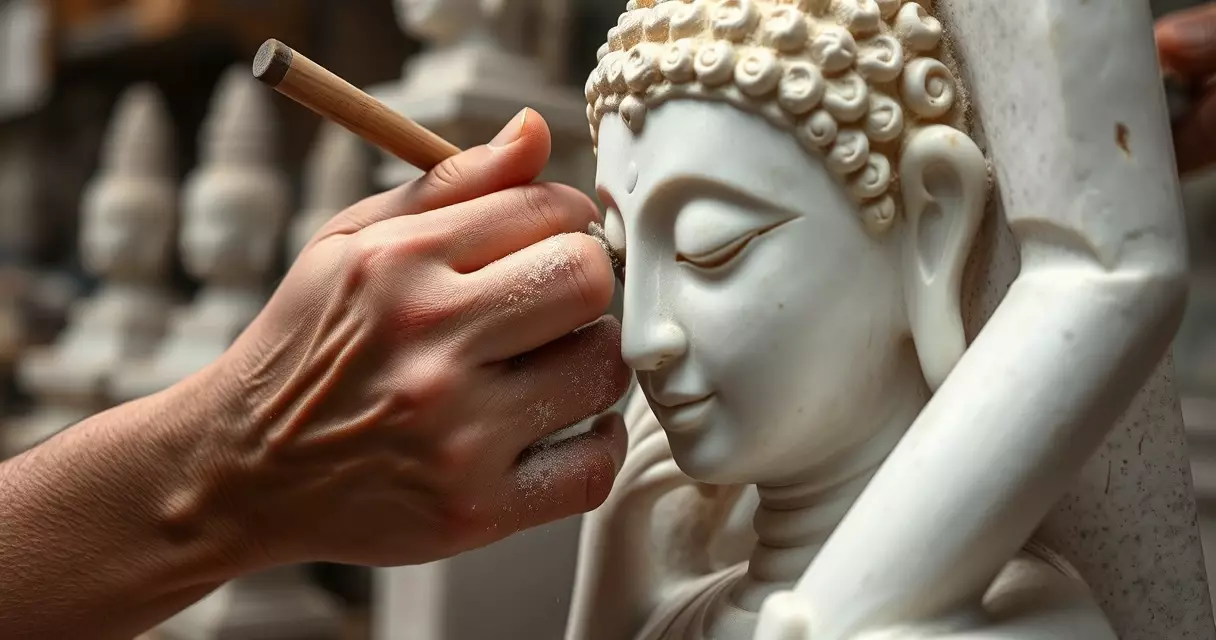 မဟာမုနိအနီး ကျောက်ဆစ်ဆရာ ကျောက်ဖြူ ဗုဒ္ဓဆင်းတု ဆစ်ထွင်းနေပုံ