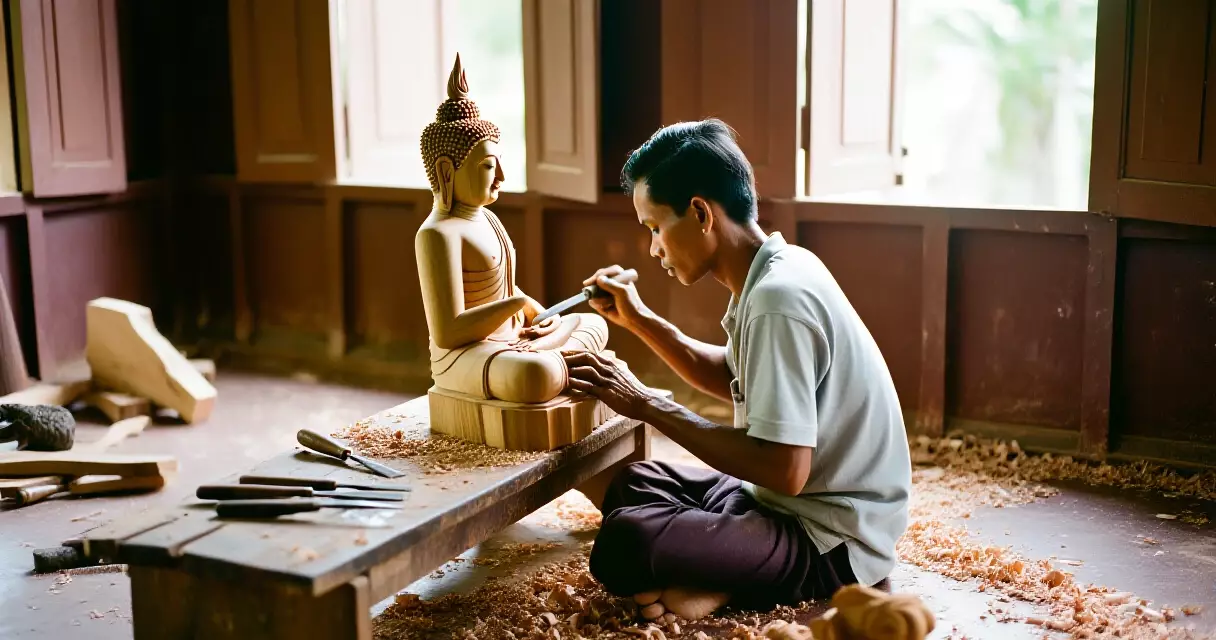 မန္တလေးဒေသ ကျောင်းကုန်းမြို့နယ် ကျွန်းသားပန်းပုဆရာ အနုပညာလုပ်ငန်း
